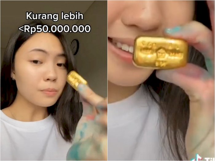 Astaga! Viral Wanita Parut Emas Batangan Rp 50 Juta, Ternyata Untuk Ini