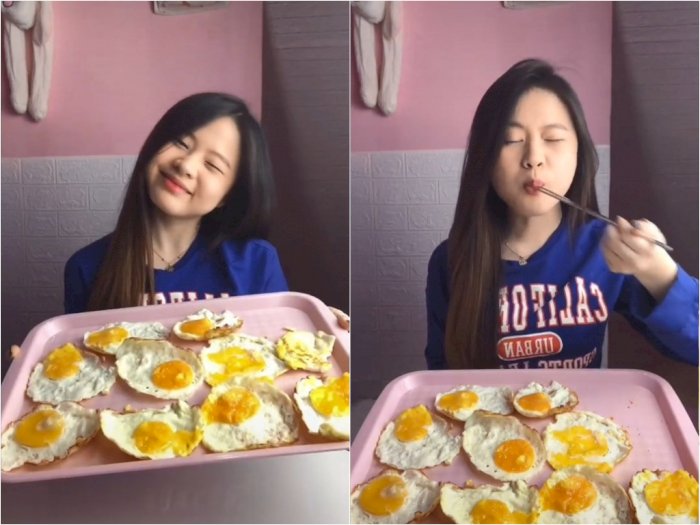 Viral, Wanita Ini Bagikan Video Mukbang Makan 10 Telur Mata Sapi, Netizen: Auto Bisulan!