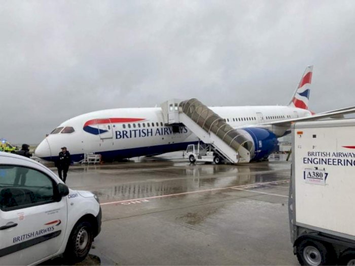 Gegara Gagal Kunci Roda, Hidung Pesawat Milik British Airways Lepas di Bandara