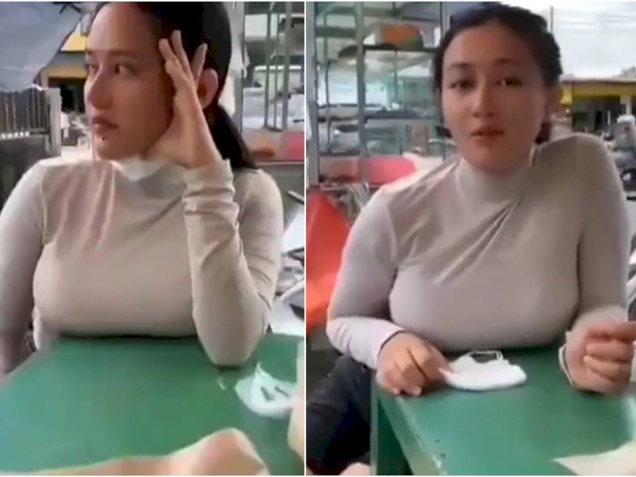 Gadis Ini Sembunyi di Warung Takut Ditilang, Netizen Malah Melototi 'Beban' di Atas Meja