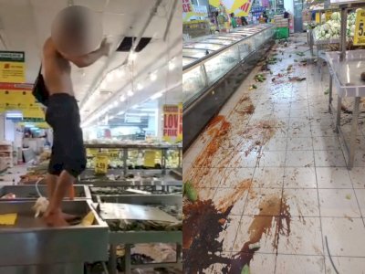 Melarikan Diri dari Pengejaran Polisi, Pria Ini Malah Ubrak-abrik Sebuah Supermarket