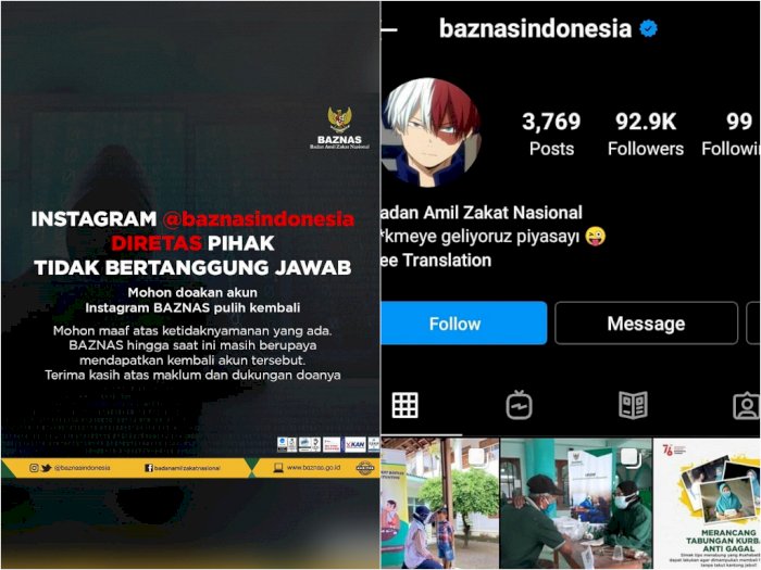 Akun Instagram Diretas, Baznas Bawa ke Jalur Hukum dan Minta Polisi Usut Tuntas