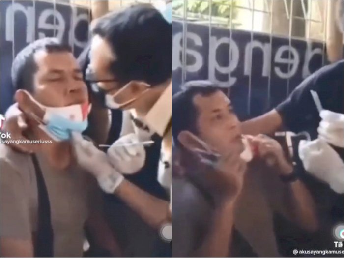 Pria Ini Ketakutan saat di Swab Antigen, Malah Dapat Ciuman Mesra dari Petugas Medis