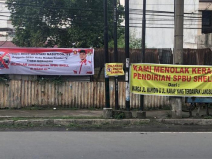 Seorang Anggota DPRD Medan Pasang Spanduk Tolak Pendirian SPBU Shell, Ini Alasannya