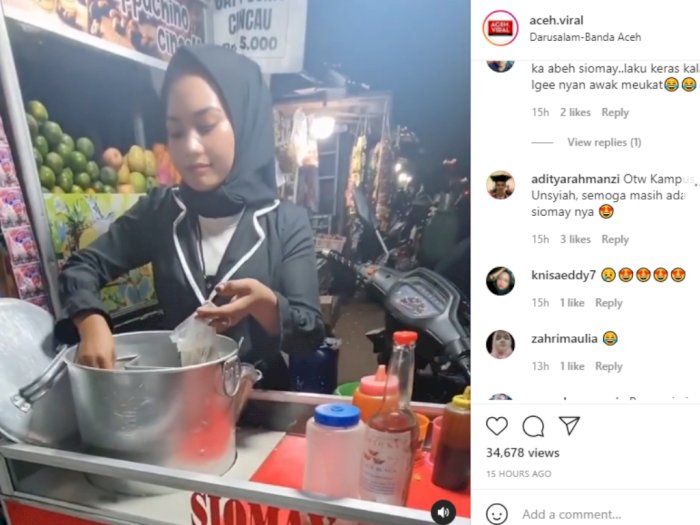 Sosok Gadis Cantik Penjual Somay di Simpang Masjid Jamik Kampus Unsyiah, Malu saat Direkam