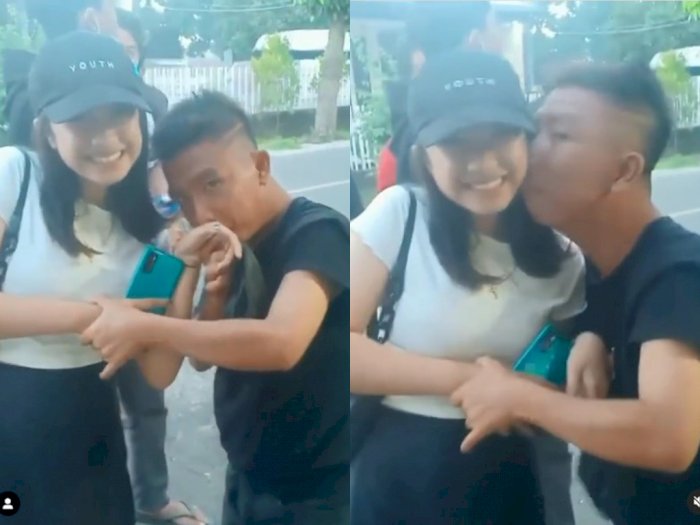 Pria Ini Nyosor Cium Cewek Cantik di Pinggir Jalan, Netizen: Kok Mau Aja Ya