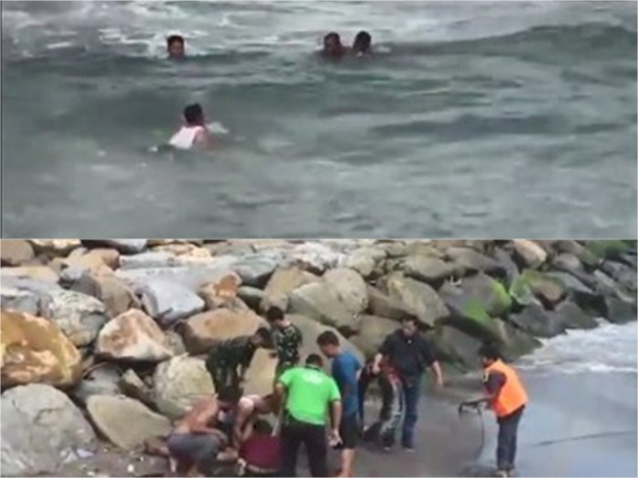 Menegangkan! Detik-detik Penyelamatan Bocah Hanyut di Pantai Padang, Hantam Ombak Besar