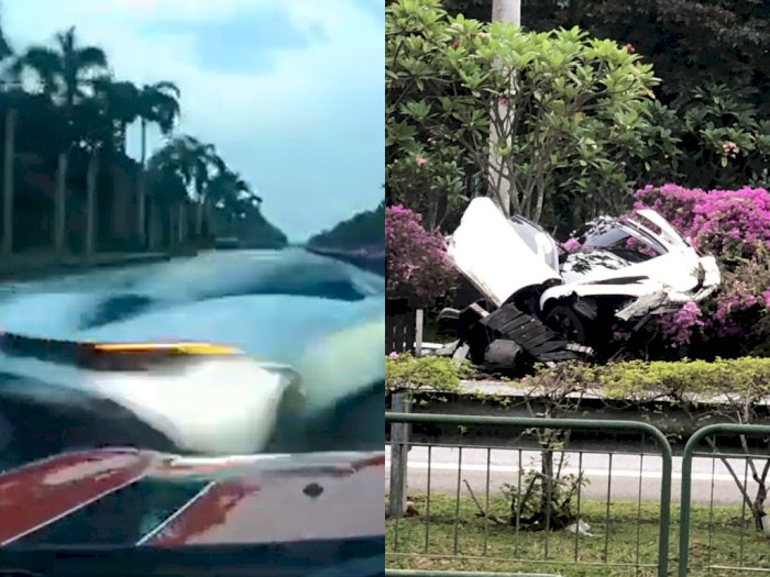 Pengemudi McLaren 720S di Singapura Hilang Kendali Hingga Tabrak Pembatas Jalan!