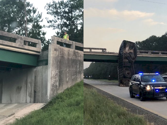Dihantam Truk, Jembatan di Jalan Tol Georgia Ini Bergeser Sejauh 1,8 Meter!