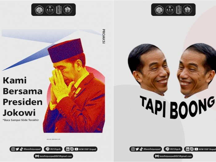 Iba Lihat Presiden Dikritik, BEM Fisip Unpad: Kami Bersama Jokowi... Tapi Boong