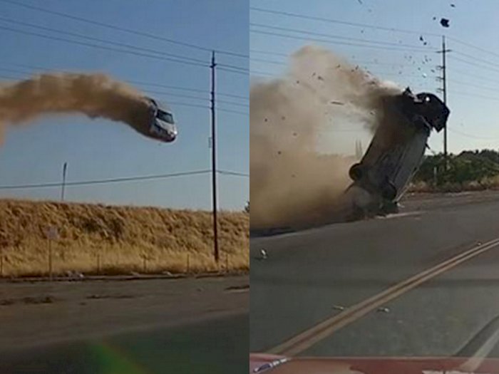 Viral Video Mobil Kecelakaan, Terpental ke Udara dan Nyaris Menabrak Tiang Listrik