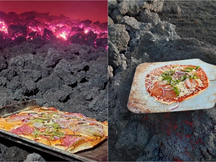 Viral Hidangan Pizza di Atas Gunung Berapi, Dipanggang  di Atas Lava