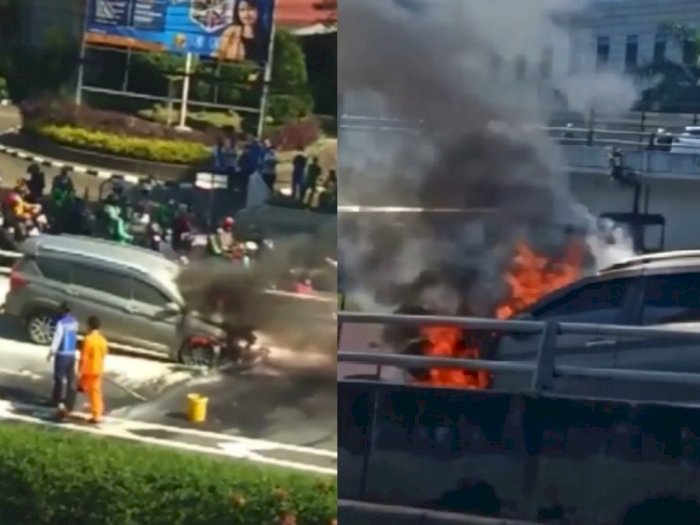 Viral! Sebuah Mobil Ertiga Terbakar di Tol Dalam Kota, Begini Kronologinya