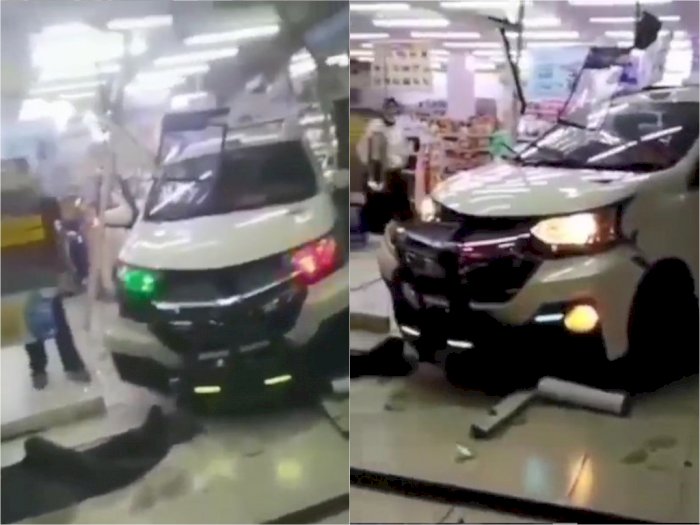 Duh! Mobil Ini Terobos Masuk Minimarket di Pekanbaru, Suami Kaget Dengar Istri Berteriak