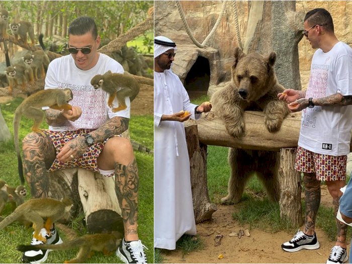 Liburan di Dubai, Ederson Jalan-jalan ke Kebun Binatang, Main Sama Monyet dan Beruang