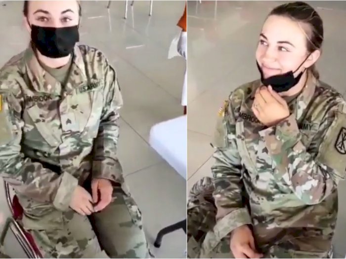 Viral Tentara Cantik AS Dites Swab, Bikin Terpesona Setelah Lepas Masker