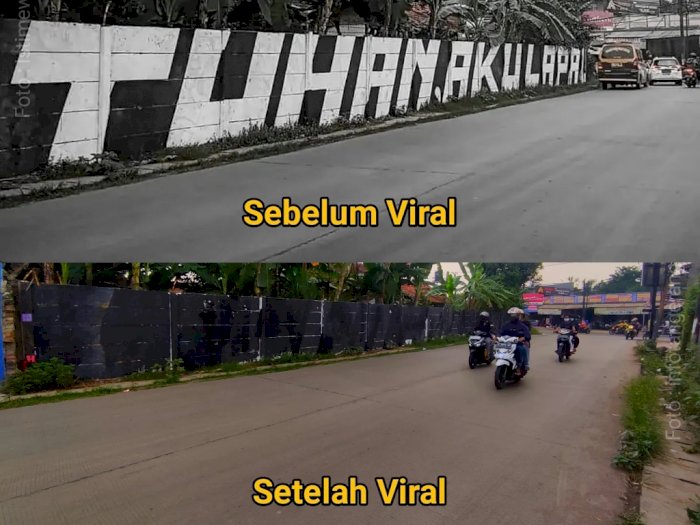 Before-After Mural Bertuliskan 'Tuhan Aku Lapar' di Tangerang, Aspirasi Seakan 'Dibungkam'