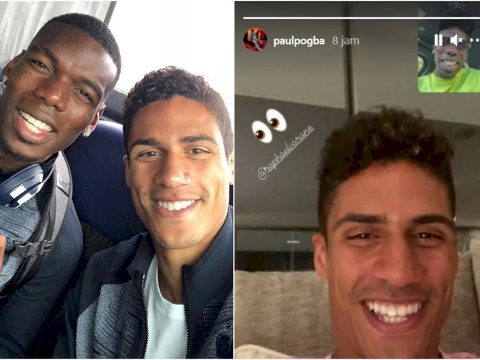 Jelang Transfer ke MU, Varane dan Pogba Video Call, Saling Senyum Sumringah