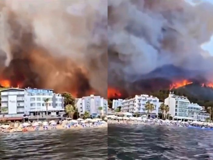 Video Kebakaran Hutan Hebat di Turki, Nyaris Merembet ke Resor Mewah di Pinggir Pantai
