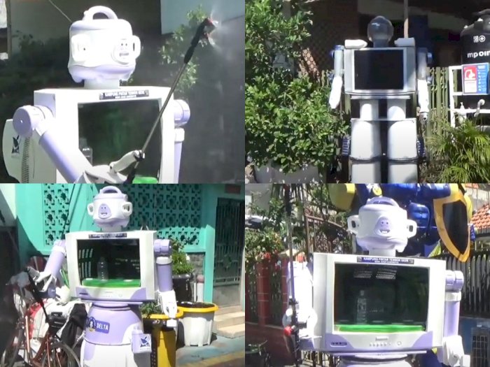 Kreatif! Warga Surabaya Bikin 'Robot Delta' Penyemprot Disinfektan dan Antar Makanan