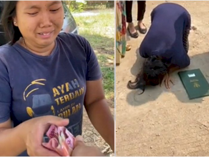 Wanita Penjual Es Tebu Dapat Donasi Rp155 Juta dari Netizen, Sujud Syukur di Tanah