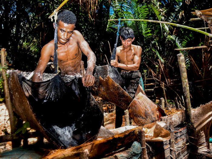 FOTO: Pengolahan Sagu Secara Tradisional di Maluku