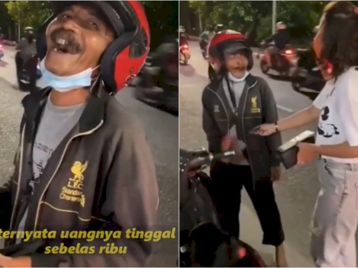 Bapak Ini Pilih Dorong Motornya saat Kehabisan Bensin: Uang Rp11 Ribu Mending untuk Makan