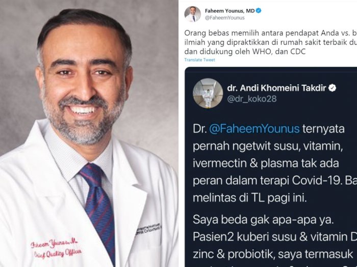 Kala Dokter AS Faheem Younus Perang Pendapat Soal Terapi Covid-19 dengan Dokter Indonesia