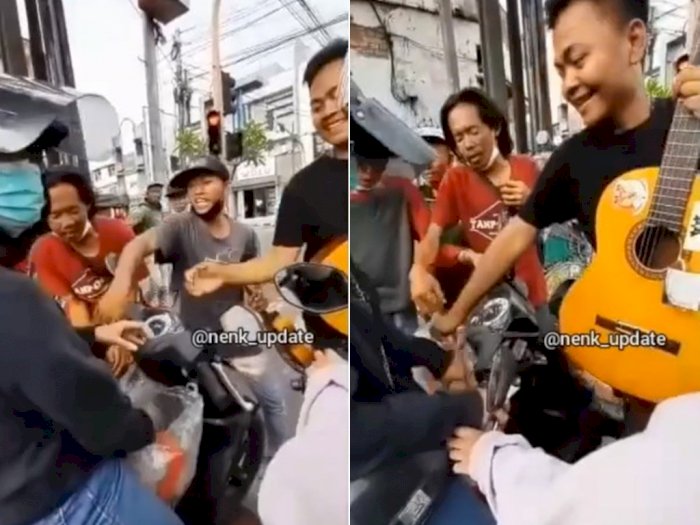 Duh! Sejumlah Pengamen Serbu Pemotor yang Lagi Bagi-bagi Makanan di Jalan, Netizen Geram