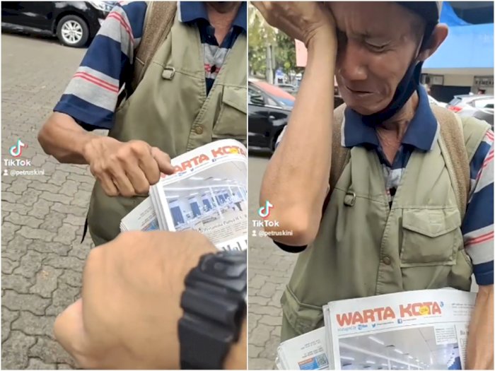Viral Penjual Koran Diajak 'Tos' Pembeli Malah Kaget dan Nangis, Ternyata Begini Endingnya