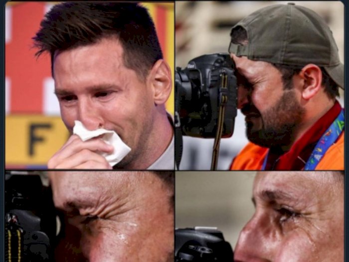 CEK FAKTA: Viral Kameramen Nangis Terharu Saat Rekam Perpisahan Messi dengan Barcelona