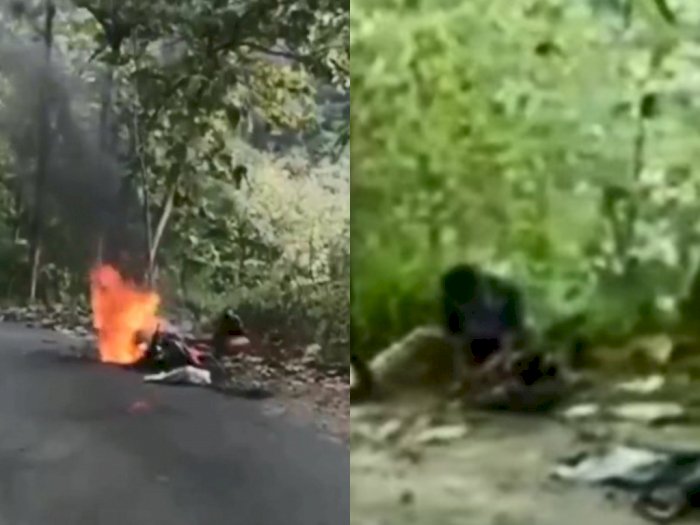 Kronologi Motor & Paket Hangus Terbakar di Ponorogo, Kurir Terduduk Lemas di Pinggir Jalan