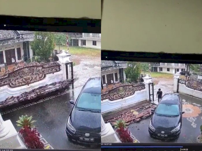 Detik-detik Pagar Besi Jatuh Hantam Mobil Hingga Hancur, Netizen Salahkan Pembuat Pagar