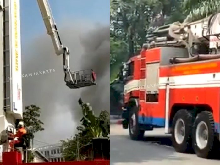 Video Gudang di Tanjung Priok Terbakar, Damkar Kerahkan Bronto Skylift untuk Padamkan Api