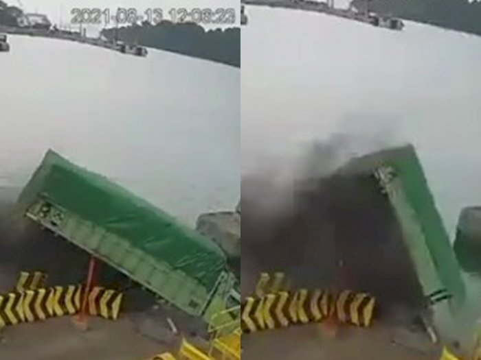 Detik-detik Mengerikan Truk Terjun ke Laut di Pelabuhan Merak Banten, Pedal Gas Rusak