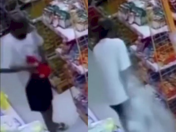 Duh! Pencuri Terekam CCTV Minimarket Sembunyikan Susu Dalam Celana, Endingnya Bikin Ngakak