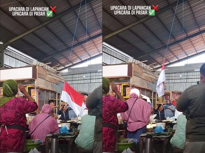 Viral! Pedagang di Pekalongan Rayakan HUT Kemerdekaan RI, Gelar Upacara di Dalam Pasar