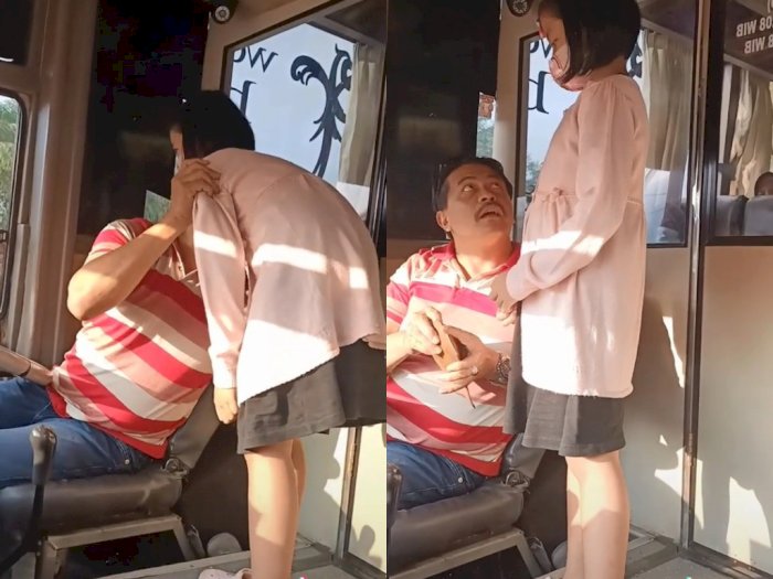 Momen Mengharukan Sopir Bus Berhenti untuk Peluk dan Beri Uang ke Anaknya, Netizen Mewek