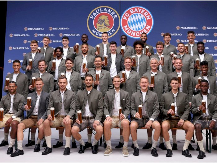 Skuad Bayern Munich Berfoto Kenakan Pakaian Tradisional Bavaria dan Pegang Bir, Buat Apa?