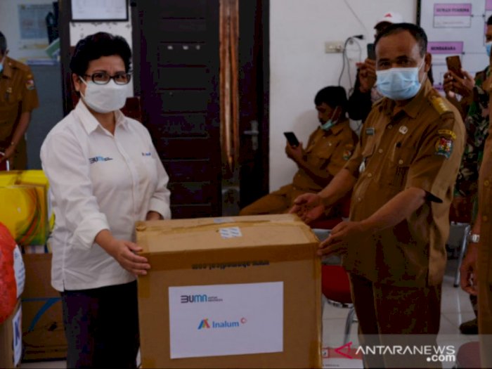 BUMN Beri Bantuan 11 Ribu Lebih Potong Masker Bagi Korban Erupsi Sinabung