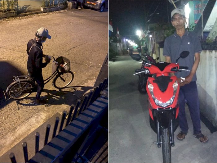 Driver Ojol yang Antar Orderan Sejauh 15 Km dengan Sepeda Dihadiahi Motor