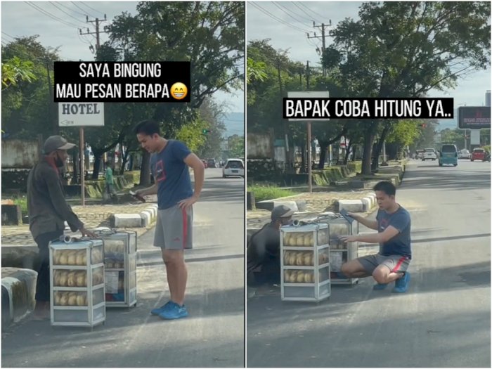 Momen Pria Borong Dagangan Bapak Penjual Roti Keliling, Bikin Netizen Terharu