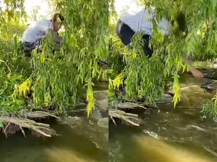 Viral Video Pria Memancing di Danau, Malah Hampir Jadi Mangsa Ikan Raksasa