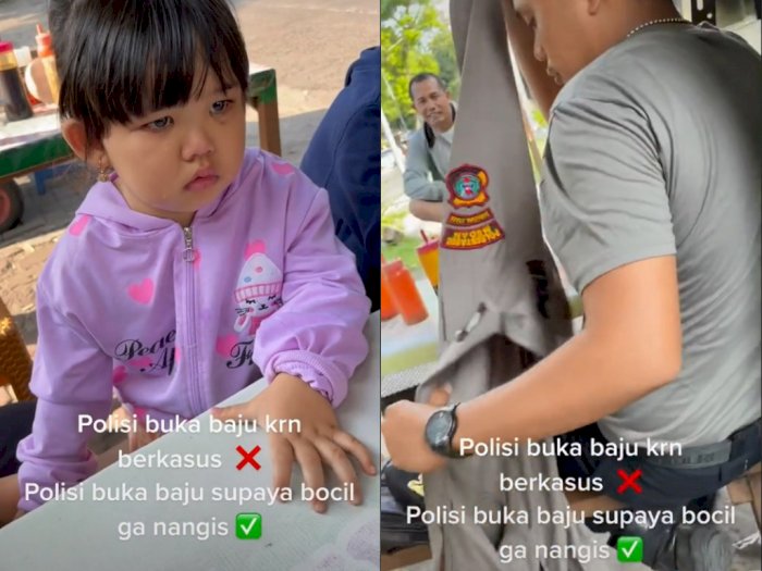 Polisi Ini Lepas Baju Dinasnya karena Bocah Nangis saat Makan Bakso, Netizen: Baik Banget