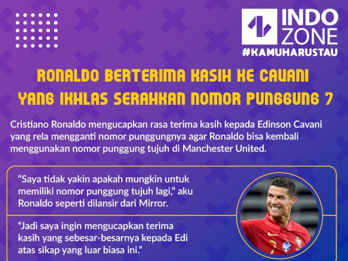 Ronaldo Berterima Kasih ke Cavani yang Ikhlas Serahkan Nomor 7