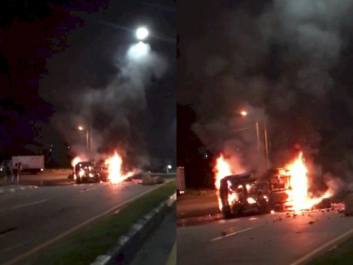 Mobil Pikap Terbakar di Jalan Medan-Tanjung Morawa, Sopir Tewas Terpanggang