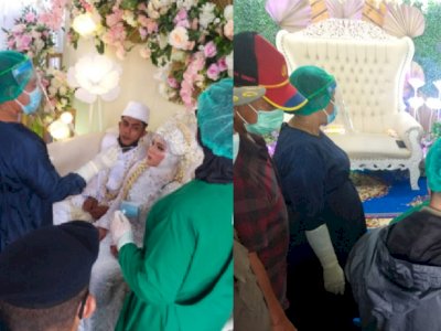 Terobos PPKM Level 4, Polisi Bubarkan Pesta Pernikahan Pasangan Pengantin di Kota Medan