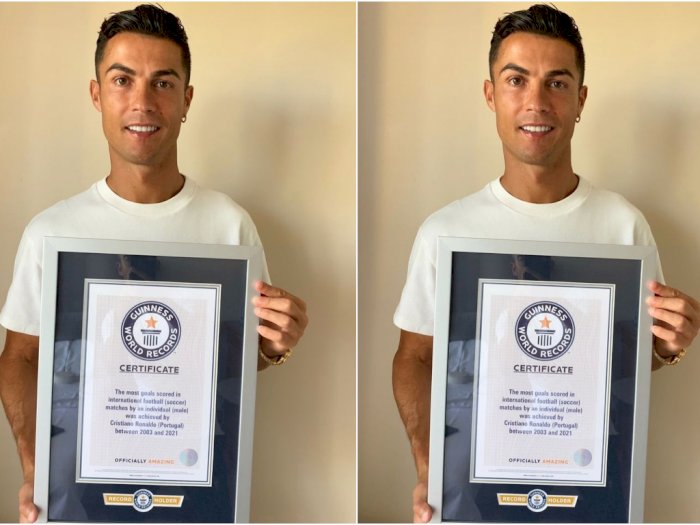 Bangga! Ronaldo Pamer Sertifikat Dunia Sebagai Pencetak Gol Terbanyak Sepanjang Masa