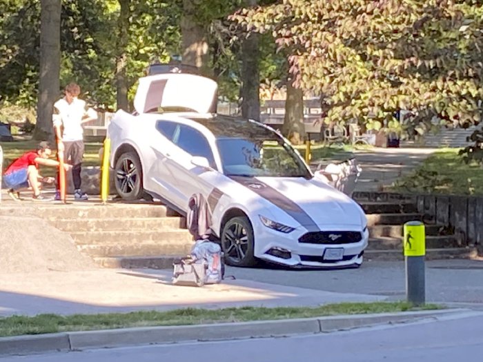 Entah Bagaimana Ford Mustang Ini Sampai Terjebak di Tangga Sebuah Kampus!