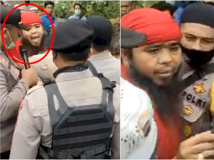 Sosok Pria Berjanggut Bergamis Merah Pembentak Polisi, Denny Siregar: Sejenis Teletubbies
